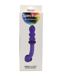 n11033 spectrum ribbed g spot glass dildo packaged