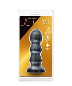 n11082 jet black jack large ribbed butt plug 5 75inches 2