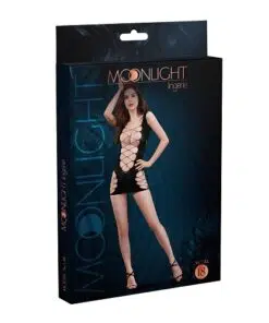 moonlight open front and back criss cross mini dress one size black