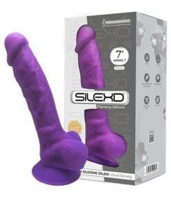 silexd 7 inch realistic silicone dual density dildo with suction cup and balls purple