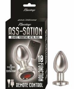 ass sation remote controlled vibrating metal butt plug silver