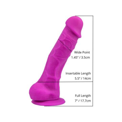 loving joy 7 inch realistic silicone dildo with suction cup and balls purple