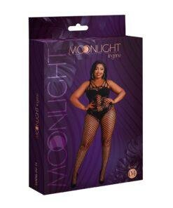 moonlight lace and fishnet bodystocking black plus size