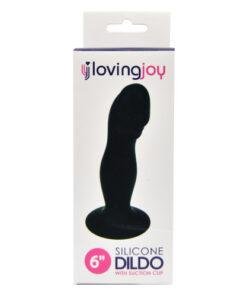 n10438 loving joy 6 inch silicone dildo with suction cup blk pkg 19