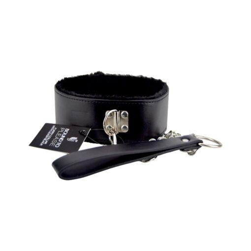 bound to please furry collar with leash black 2