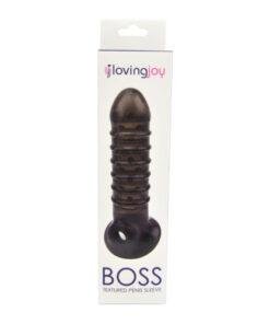 n10818 loving joy boss textured penis sleeve with ball loop pkg