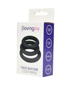 n11708 loving joy thick silicone cock rings 3 pack grey pkg 2