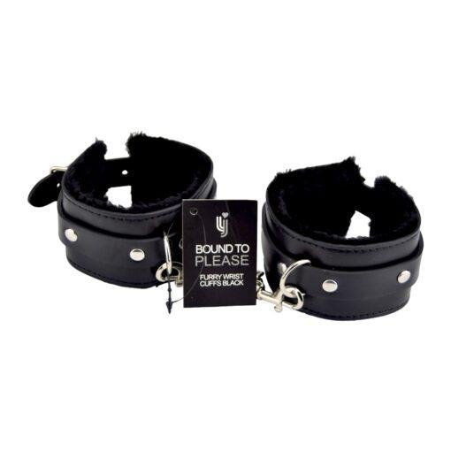 n11932 bound to please furry plush wrist cuffs black 1