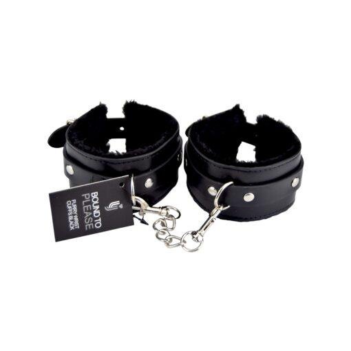 n11932 bound to please furry plush wrist cuffs black