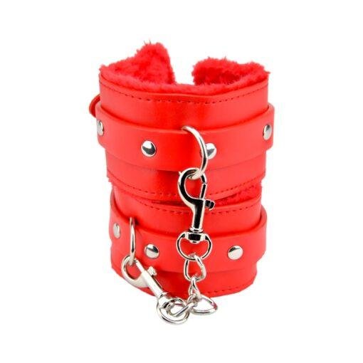 n11933 bound to please furry plush wrist cuffs red 1