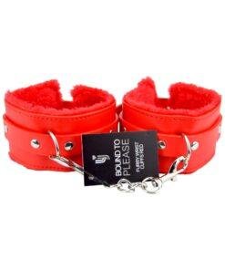 n11933 bound to please furry plush wrist cuffs red