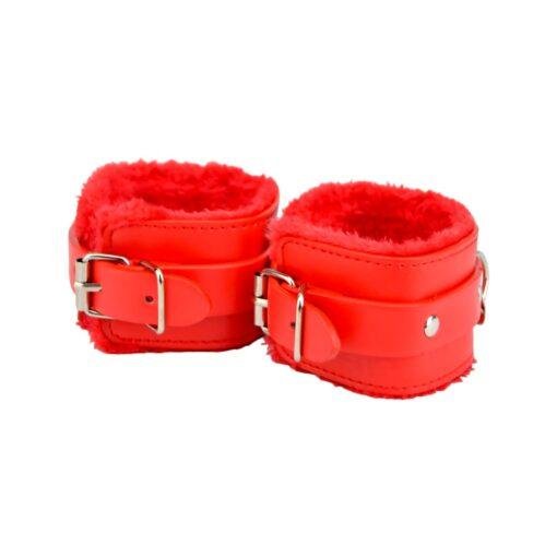 n11933 bound to please furry plush wrist cuffs red 3