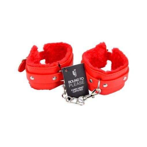 n11933 bound to please furry plush wrist cuffs red 4