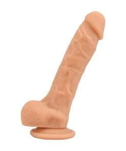 n12030 loving joy 8 inch realistic silicone dildo with suction cup and balls vanilla