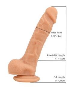 n12030 loving joy 8 inch realistic silicone dildo with suction cup and balls vanilla size