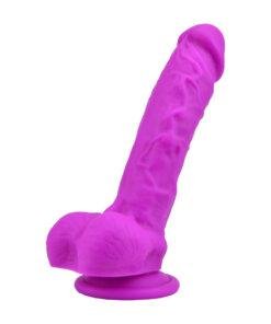 n12032 loving joy 8 inch realistic silicone dildo with suction cup and balls purple 1