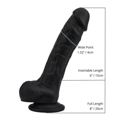 Loving Joy 8 Inch Realistic Silicone Dildo with Suction Cup and Balls - Black - Image 6