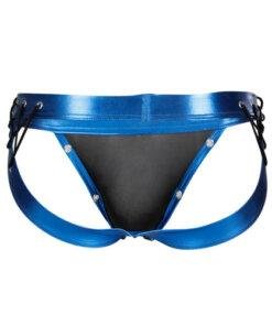 n12072 c4m desire jockstrap blue leatherette small back