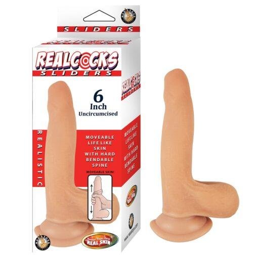 n12109 realcocks sliders 6inch uncut dildo white 1