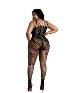 n12130 moonlight lace fishnet bodystocking black plus size 2