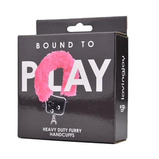 n12138 bound to play heavy duty furry handcuffs pink pkg 2