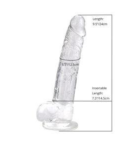 n12188 loving joy 9 inch dildo with balls clear measurements wr