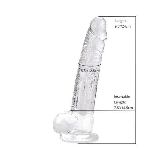 Loving Joy 9 Inch Dildo with Balls - Clear - Image 7