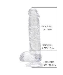 n12201 loving joy 6 inch dildo with balls clear sizing