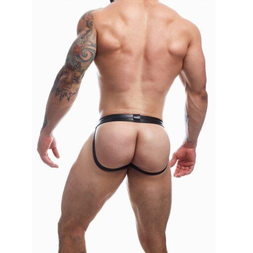 n12231 c4m ergonomic black leatherette jockstrap 2