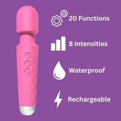 Loving Joy 20 Function Wand Vibrator - Pink - Image 9