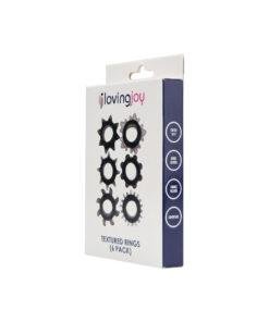 n12316 loving joy textured cock ring set 6 pack pkg 1