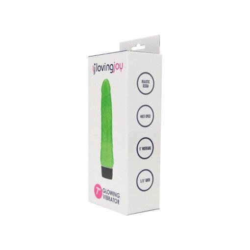 n12401 loving joy 7 inch realistic vibrator glow in the dark pkg 1