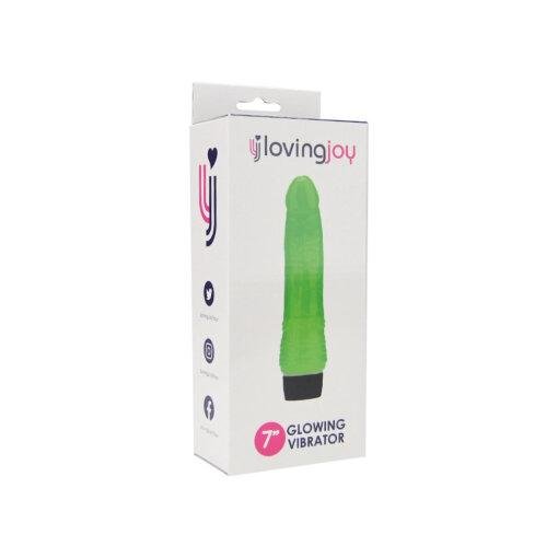 n12401 loving joy 7 inch realistic vibrator glow in the dark pkg 2