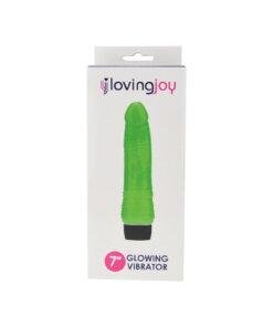 n12401 loving joy 7 inch realistic vibrator glow in the dark pkg