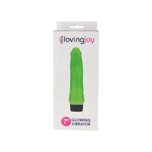 n12401 loving joy 7 inch realistic vibrator glow in the dark pkg