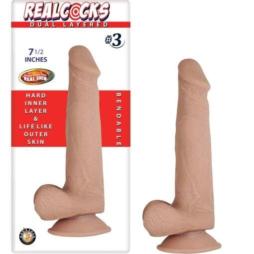 RealCocks Dual Layer Bendable Dildo 7.5 Inch - Vanilla