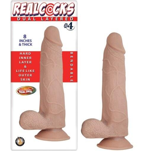 n12474 realcocks dual layer bendable dildo 8inch vanilla 1