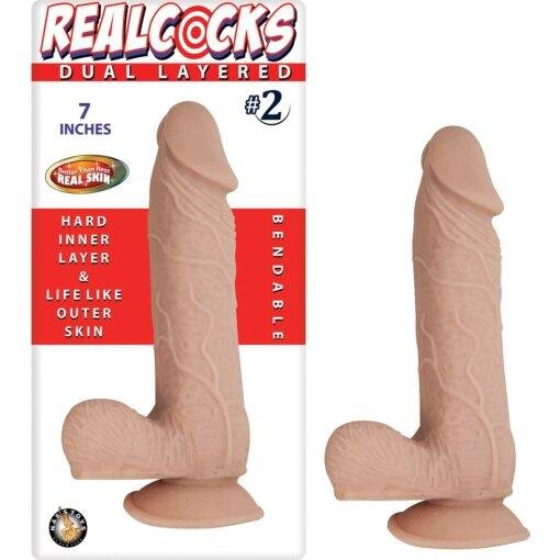 RealCocks Dual Layer Bendable Dildo 7 Inch - Vanilla