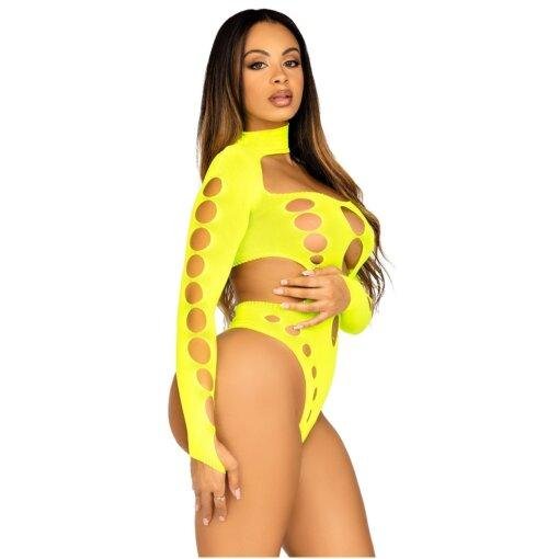 n12494 leg avenue cut out bodysuit wthong neon yellow 4