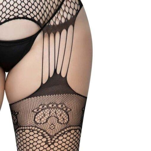 n12598 leg avenue lace top net suspender tights ps 5