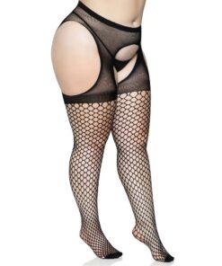 n12599 leg avenue lace oval net suspender tights ps 2