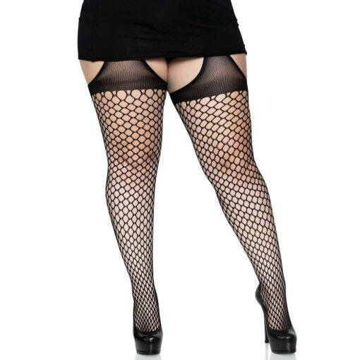 n12599 leg avenue lace oval net suspender tights ps 3