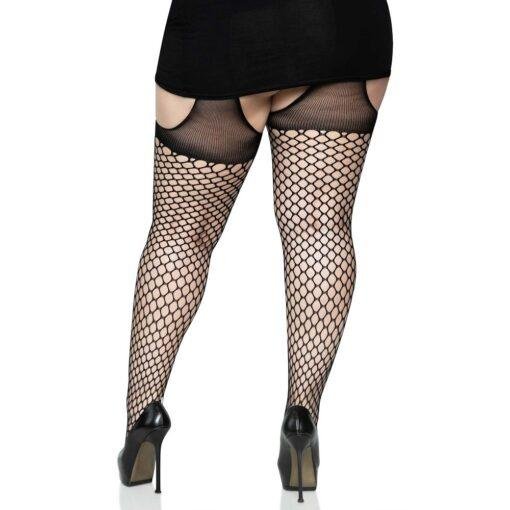 n12599 leg avenue lace oval net suspender tights ps 4