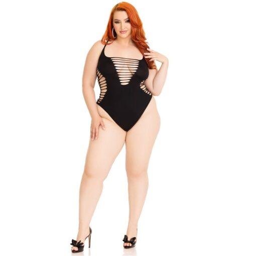 n12605 leg avenue shredded thong bodysuit black ps 2