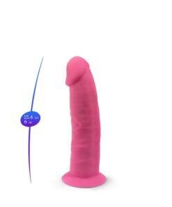 n11962 silexd 6inch glow indark silicone dildo wsuction cup pink 6