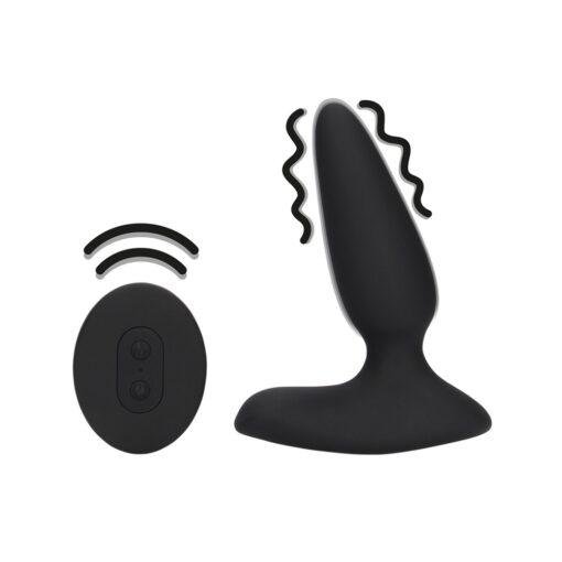 Smooth Vibrating Anal Plug with Remote Control - Black