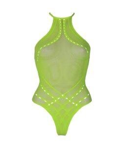 n12667 halter tie neck bodysuit neon green ps 6