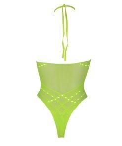 n12667 halter tie neck bodysuit neon green ps 7