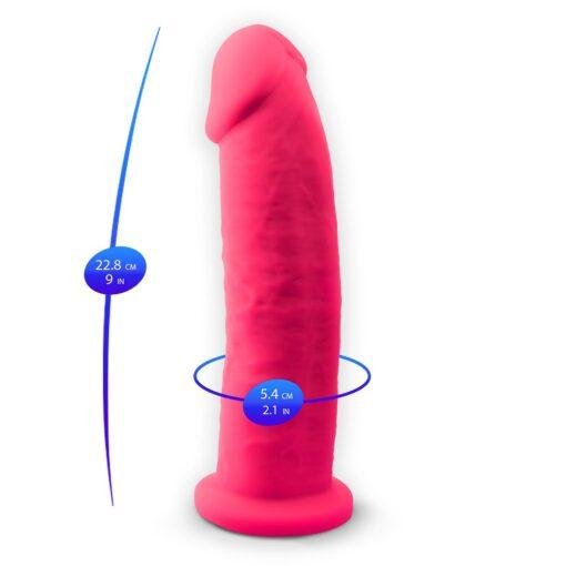 9 inch Realistic Silicone Dual Density Dildo with Suction Cup - Pink - Image 7