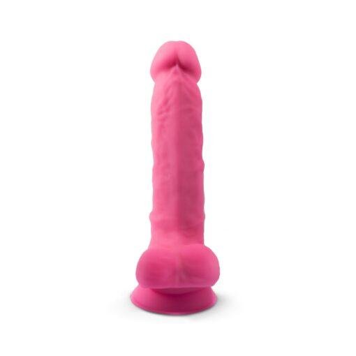 SilexD 7 inch Glow in the Dark Realistic Silicone Dual Density Dildo with Suction Cup & Balls - Pink - Image 4